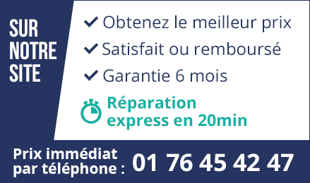 Besoin de réparer votre smartphone ? Appelez le 01 76 45 42 47 et obtenez immédiatement le prix de réparation de votre smartphone. Réparation express en 20min.